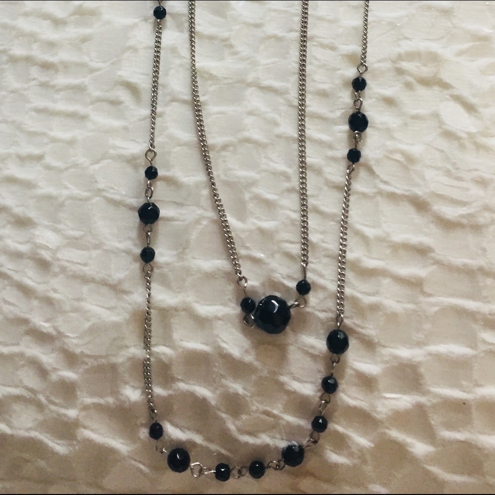Black and silver necklace 17 inches long